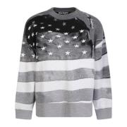 Sweatshirt med striber og stjernemønster