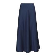 Elegant Midnight Blue Satin Nederdel