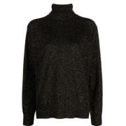 Sort Lurex Roll-neck Sweaters