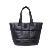 Stor quiltet nylon tote taske