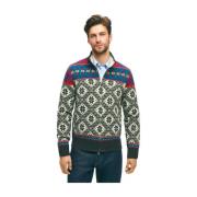 Multifarvet lammeuld cardigan sweater