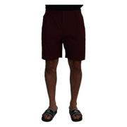 Maroon Cotton Bermuda Shorts