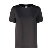 Blå Crew Neck Satin T-shirt