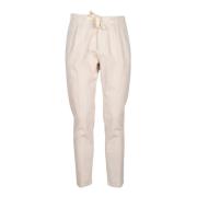 Hvide bukser med elastik i veloureffekt