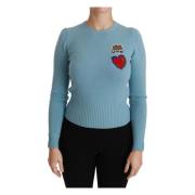 Blå Uld Queen Heart Pullover Sweater