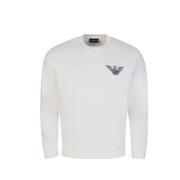 Herre Hvid Bomuldsblanding Ørnedesign Sweatshirt