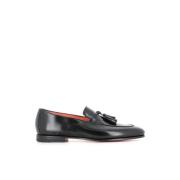 Sorte børstet læder tassel loafers