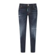 Slim-Fit Mørkeblå Jeans til Moderne Kvinder