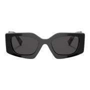 Uregelmæssige firkantede solbriller med mørkegrå linser