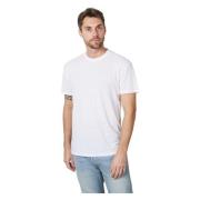 Hvid Linnedblandet T-shirt med Korte Ærmer