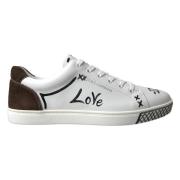 Hvide Læderbrune LOVE Afslappede Sneakers