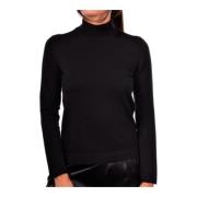 Sort Cashmere Sweater med Minimalistisk Design