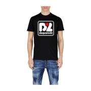 Sort D2 T-Shirt med Frontprint