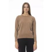 Beige Uld Crew Neck Sweater