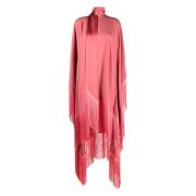 Lyserød Peony Crepe Kaftan med Frynsekant