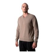 Brun Melange Cashmere V Neck Pullover