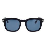 Klassiske firkantede solbriller med polariserede blå linser