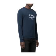 Blå Bomuldssweater med Broderet Logo