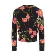 Sort Poppy Printet Cardigan