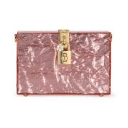 Pink Metallic Håndtaske med Kæde Strop