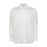 Klassisk langærmet bomuldsskjorte med flere lommer
