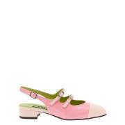 Rosa Slingback Mary Janes med Blokhæl