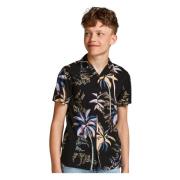 Stilfuld kortærmet skjorte med palmeprint
