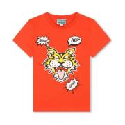 Drenge Rød Tigerhoved T-Shirt