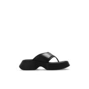 Læder platform flip-flops