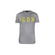 Grå Bomuld T-shirt med ICON Logo