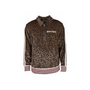 Leopard Print Sweatshirt med Lynlås