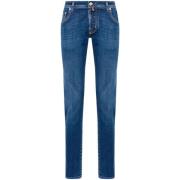 Blå Stretch-Bomuld Denim Jeans