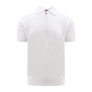 Hvid kortærmet T-shirt med halv lynlås