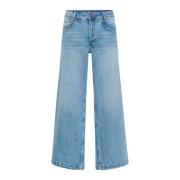 Højtaljede Wide-Leg Jeans, Lys Blå Retro Vask