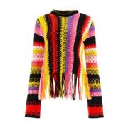 Cashmere Uld Sweater med Frynsekant