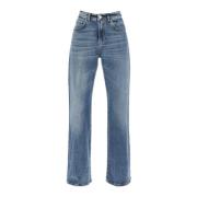 Løse jeans med bredt ben i vintage-vasket look