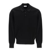 Afslappet pasform langærmet lurex polo shirt