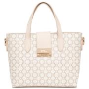 Beige Tote Taske med Italiensk Læder