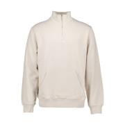 Beige Block Zip Mock Sweater