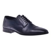 Lace-ups in dark blue calfskin