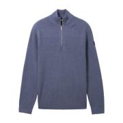 Elegant Stribet Troyer Sweater