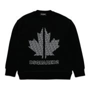 Bomuld crew-neck sweatshirt med D2 Leaf print