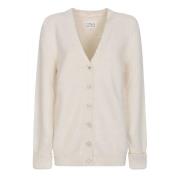 Beige V-Hals Strikket Cardigan