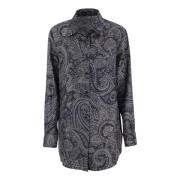 Elegant Silkeskjorte med Paisley Mønster