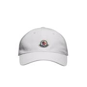 Hvid Bomuld Baseball Cap med Filt Logo