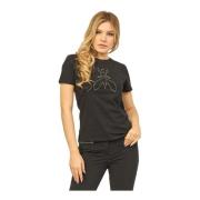 Sort Bomuld Rund Hals Logo T-shirt