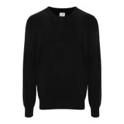 Sort Bomuld Crepe Sweater med Linse