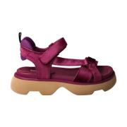 Lilla Velours Sandaler med Velcrolukning