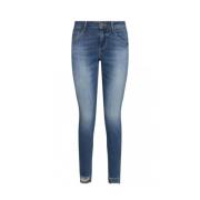 Blå Skinny Jeans med Patchet Logo
