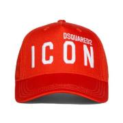 Rød Broderet Baseball Cap med DSQUARED2 ICON Logo